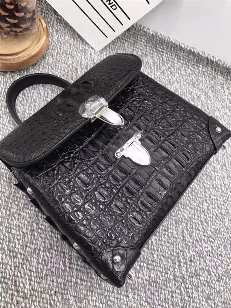 Fashion CHIC Designer Genuine Crocodile Leather Women's Small Plum Purse Real Alligator Skin Ladies Female Studs Handbag
