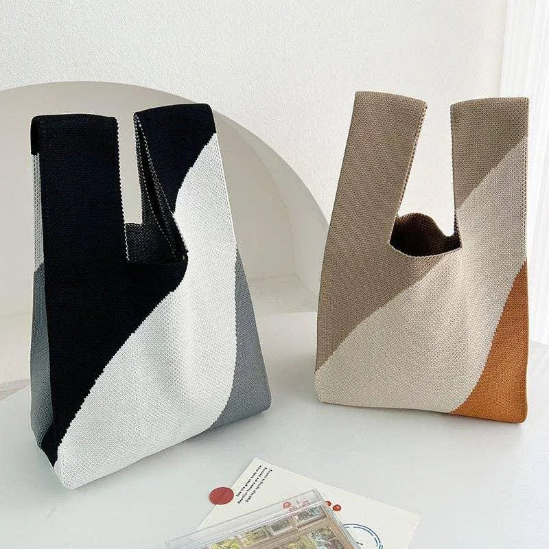 Fashion for Women - Stylish Color Block Minimalist Knitted Handbag