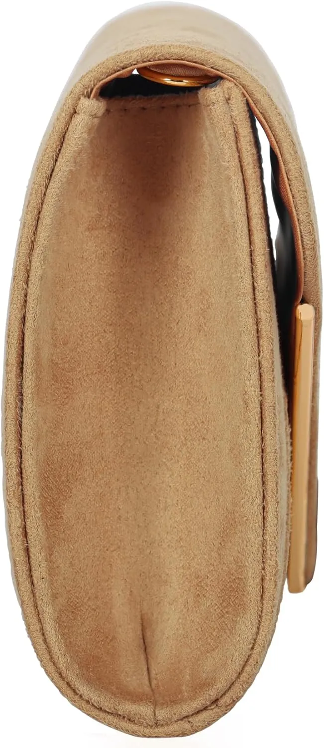 Faux Suede Women Evening Bag Foldover Clutch Purse Cocktail Prom Party Formal Envelope Handbag