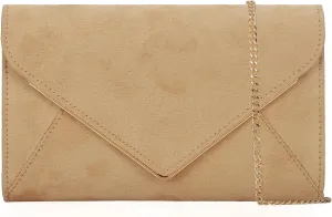 Faux Suede Women Evening Bag Foldover Clutch Purse Cocktail Prom Party Formal Envelope Handbag