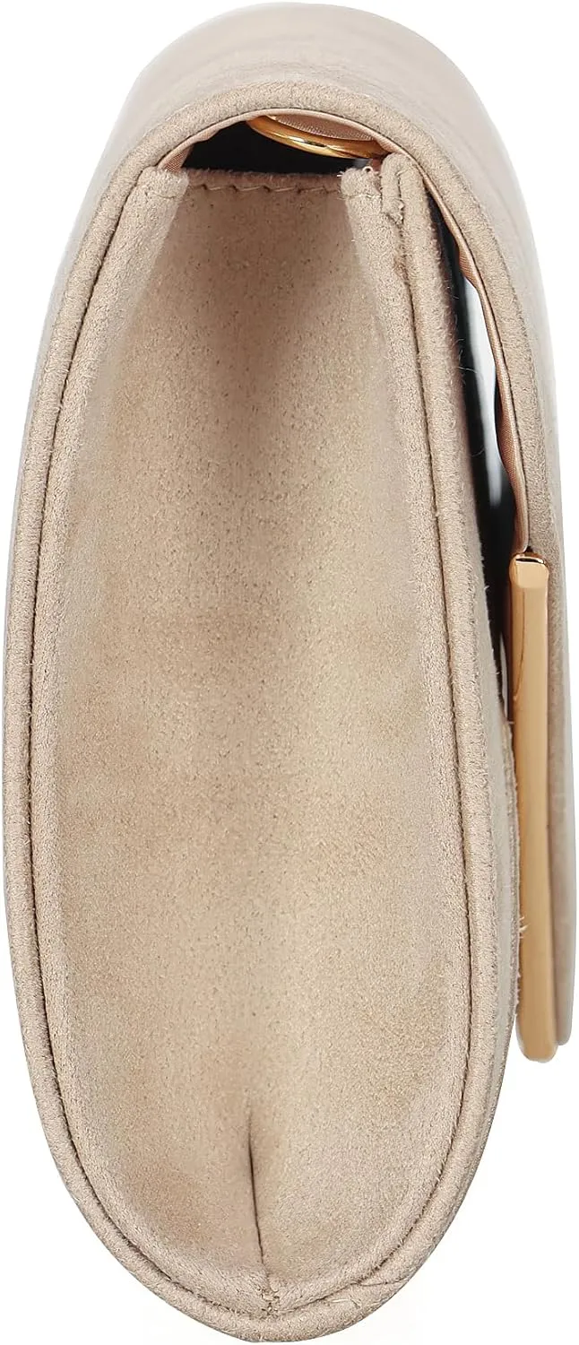 Faux Suede Women Evening Bag Foldover Clutch Purse Cocktail Prom Party Formal Envelope Handbag