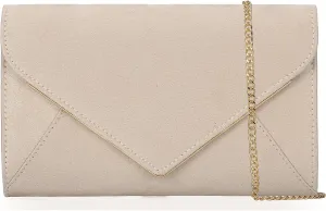 Faux Suede Women Evening Bag Foldover Clutch Purse Cocktail Prom Party Formal Envelope Handbag