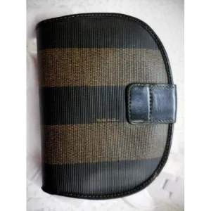 Fendi Brown Tobacco Striped Rounded Wallet