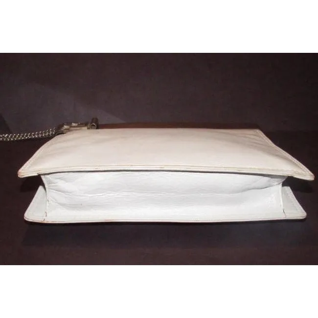 Fendi Clutch Embossed Two Or Style Purse White Leatherchrome Ff Top Shoulder Bag