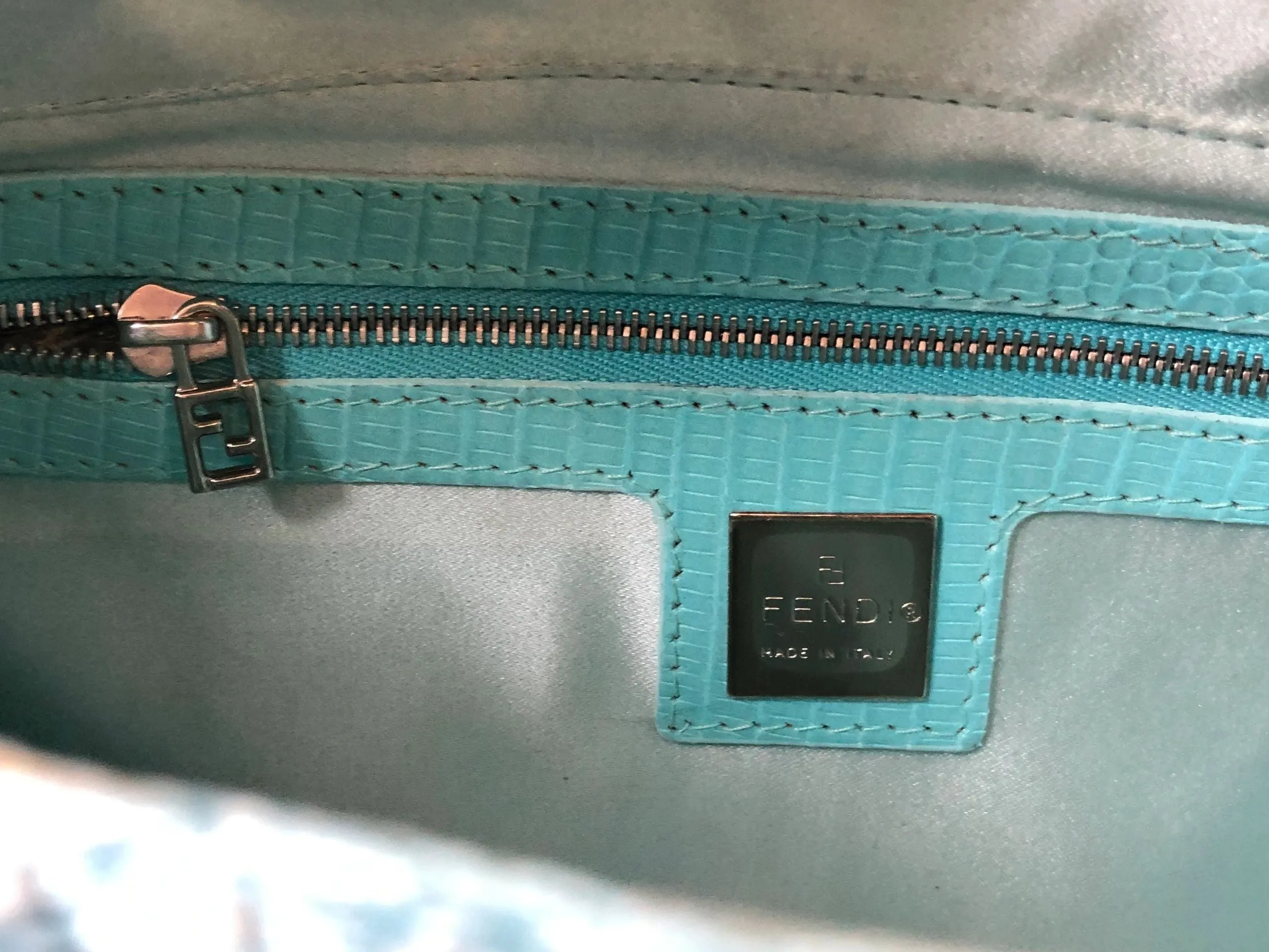 Fendi Embroidered Karung Trim Baguette Bag