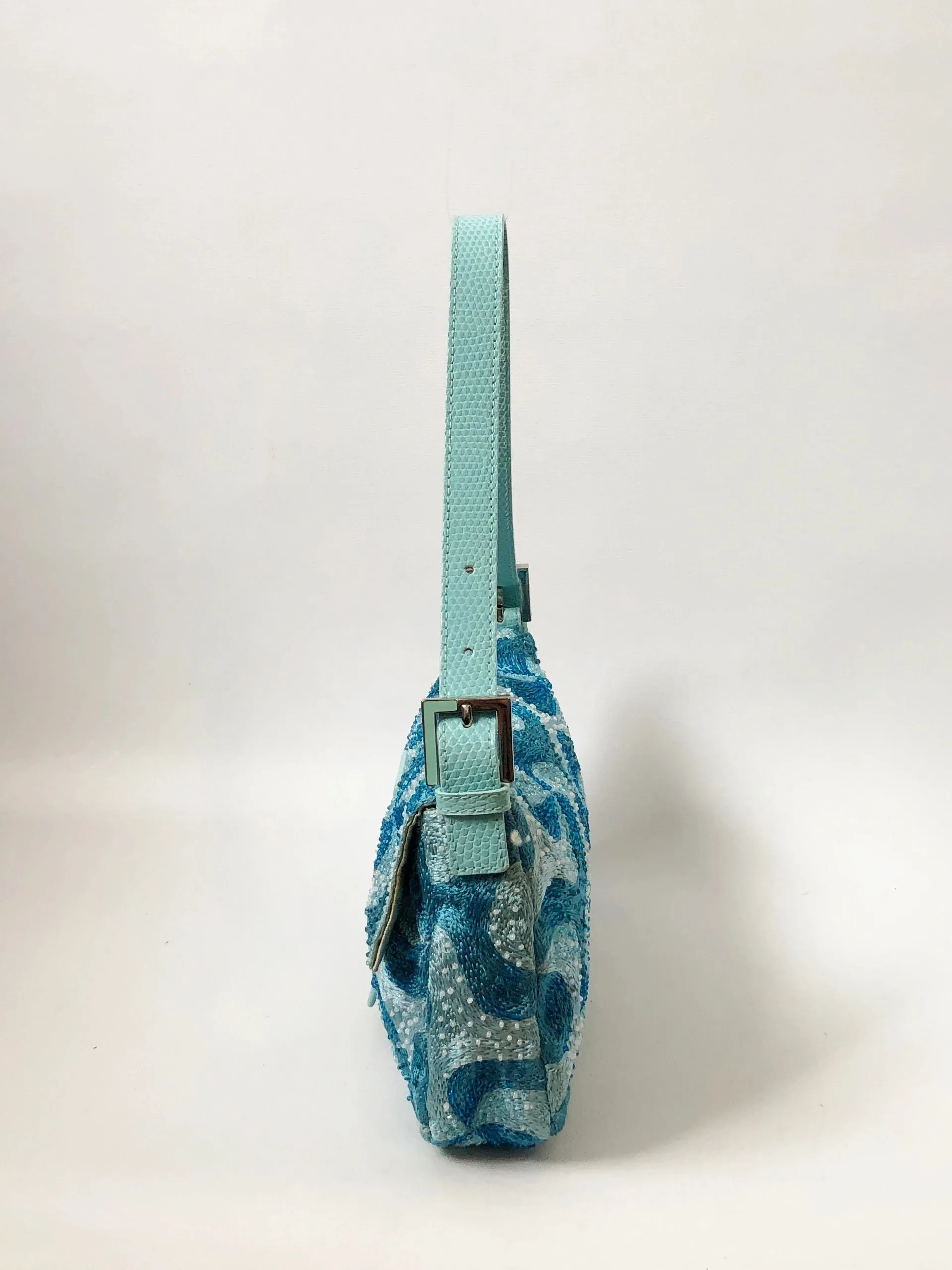 Fendi Embroidered Karung Trim Baguette Bag