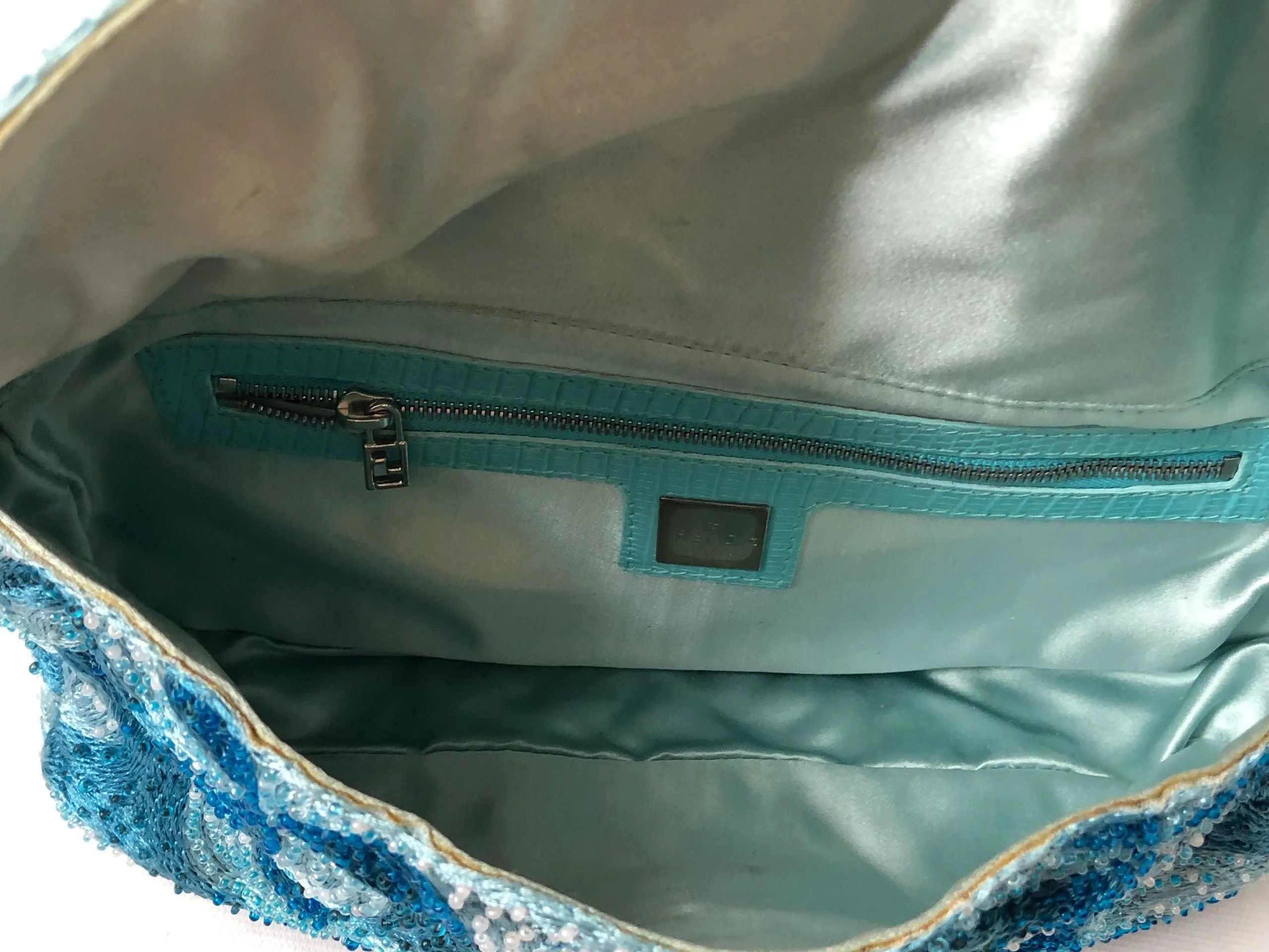 Fendi Embroidered Karung Trim Baguette Bag