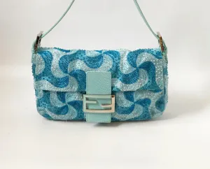 Fendi Embroidered Karung Trim Baguette Bag