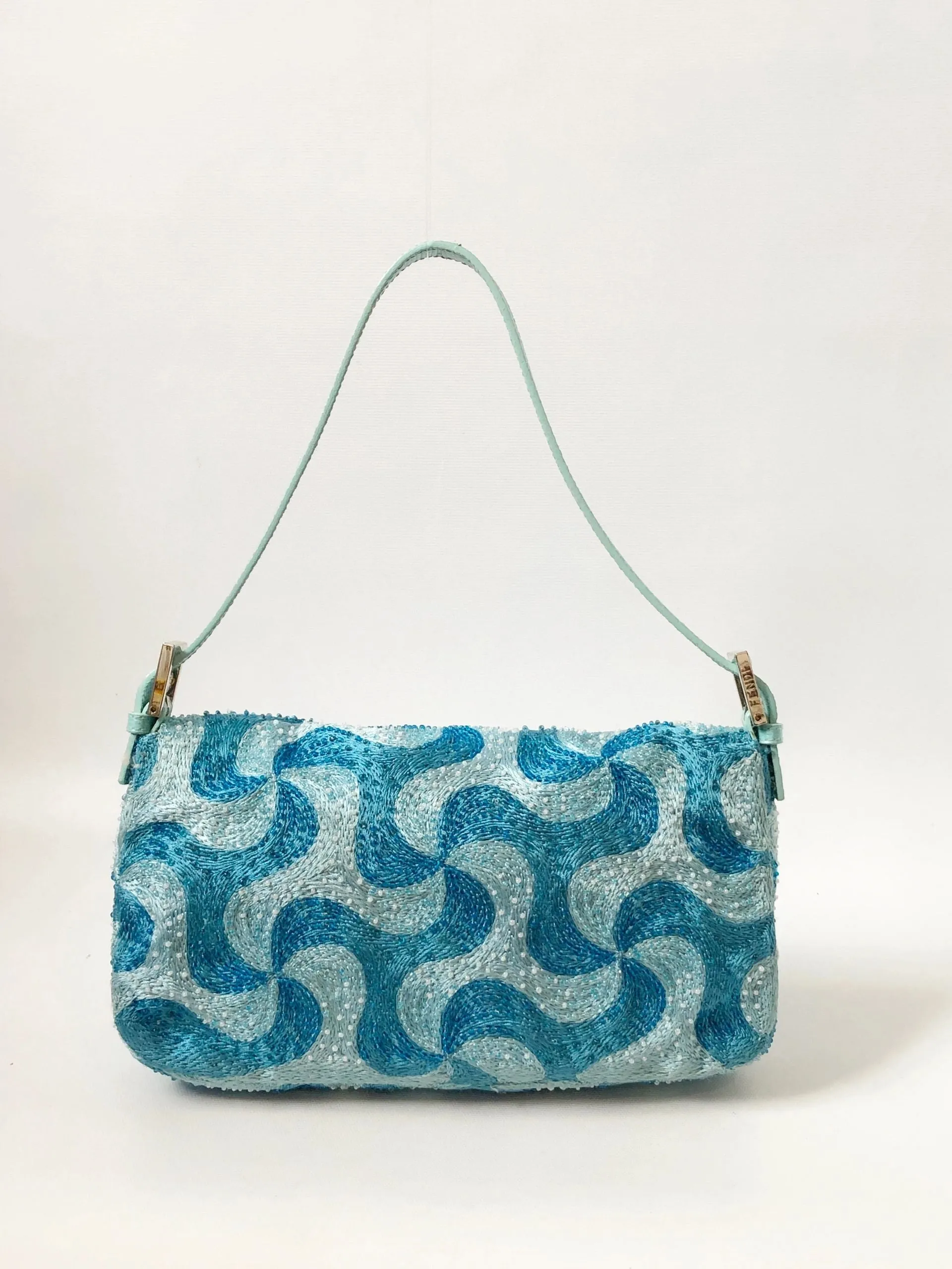 Fendi Embroidered Karung Trim Baguette Bag