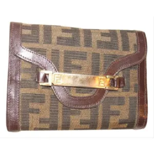 Fendi Tobacco Zucca Print Tri Fold Unisex Wallet