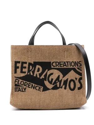 Ferragamo Chic Raffia Handbag with Embroidered Detail