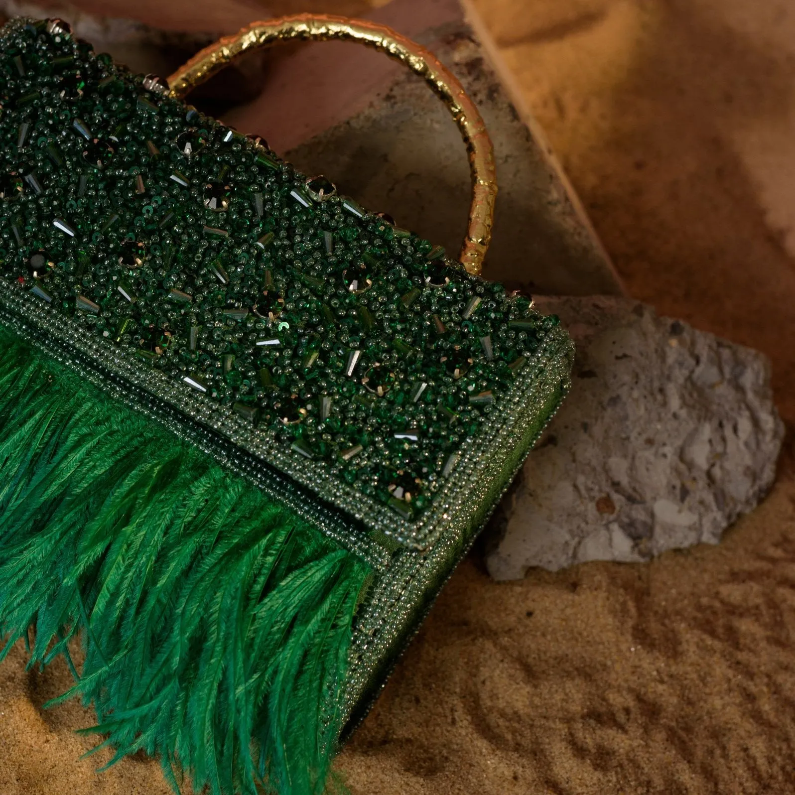 Fiery Green Box Clutch