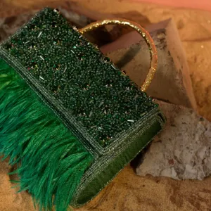 Fiery Green Box Clutch