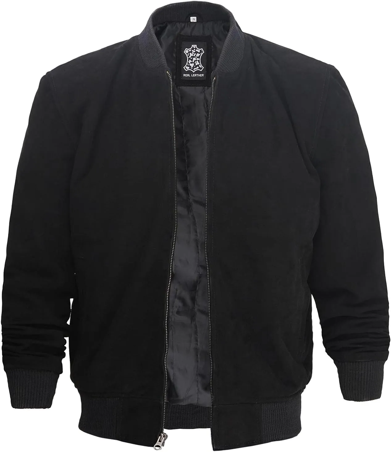 fjackets Real Suede Leather Bomber Jackets For Men - Baseball Leather Jacket Men