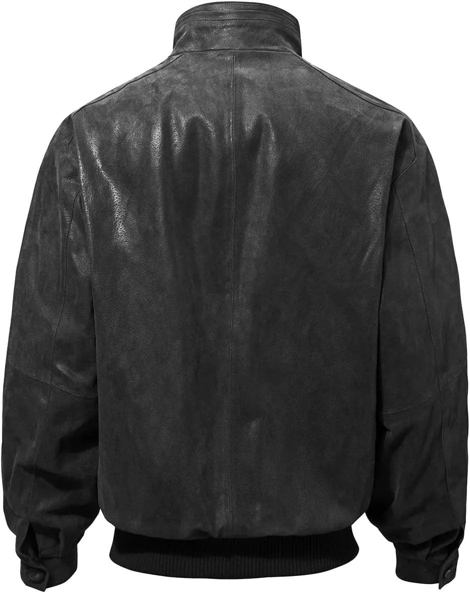 FLAVOR Men's Real Leather Bomber Casual Jacket