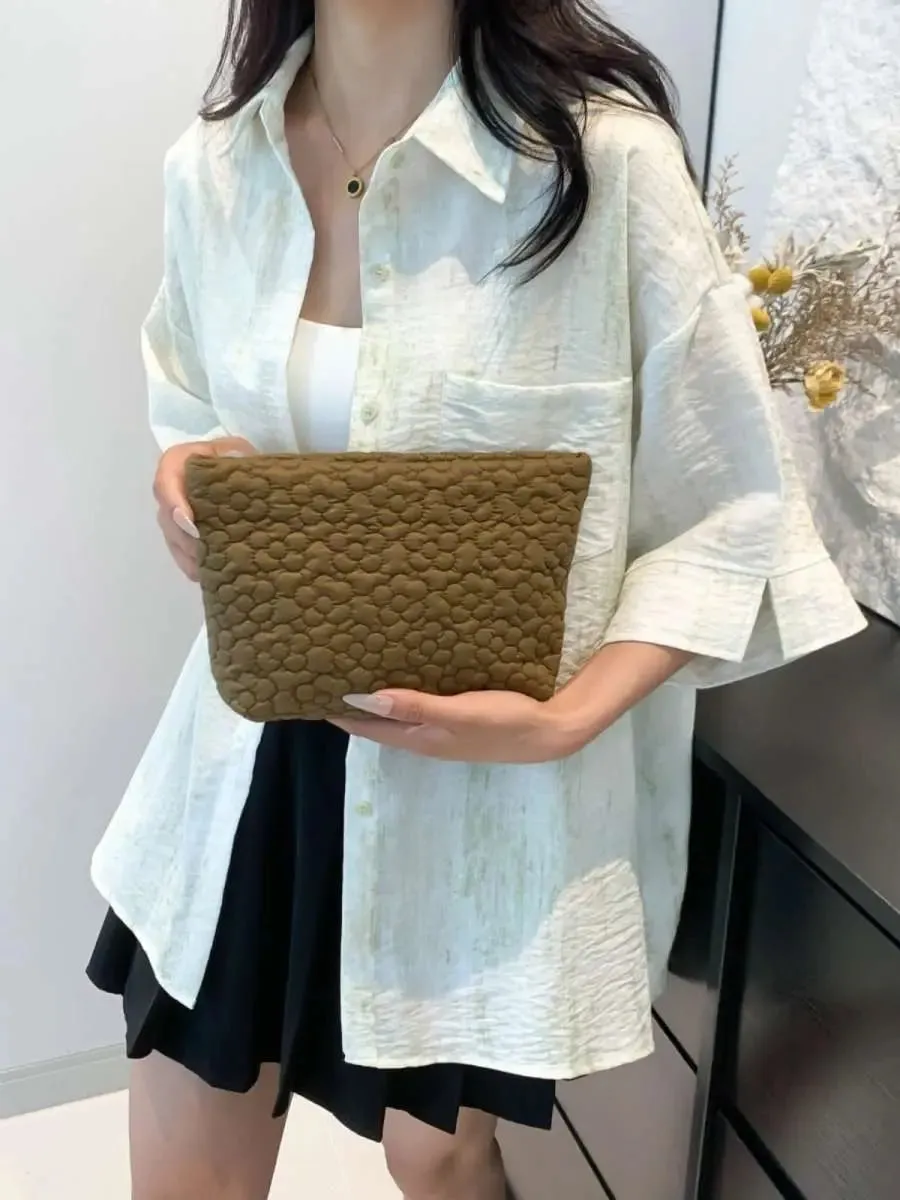Floral Embossed Clutch Bag