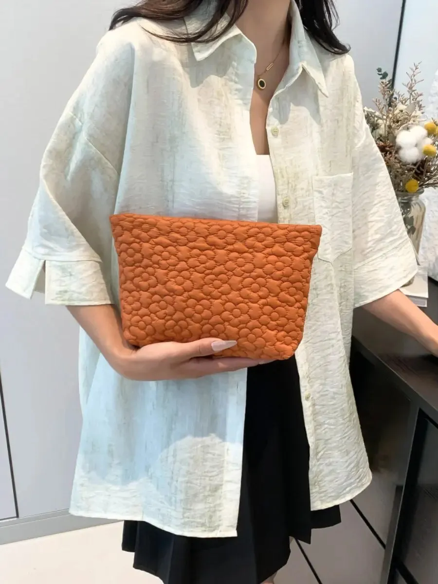 Floral Embossed Clutch Bag