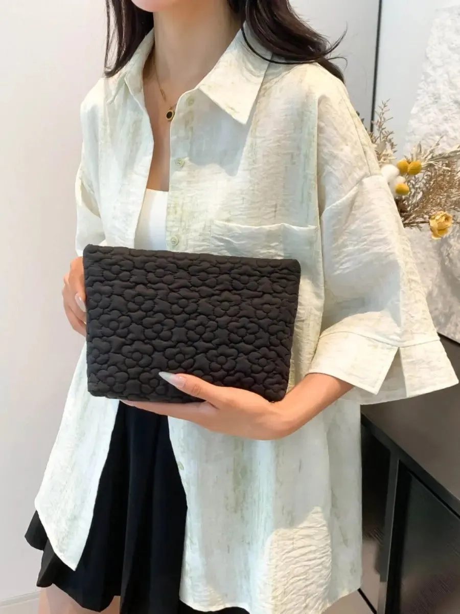 Floral Embossed Clutch Bag
