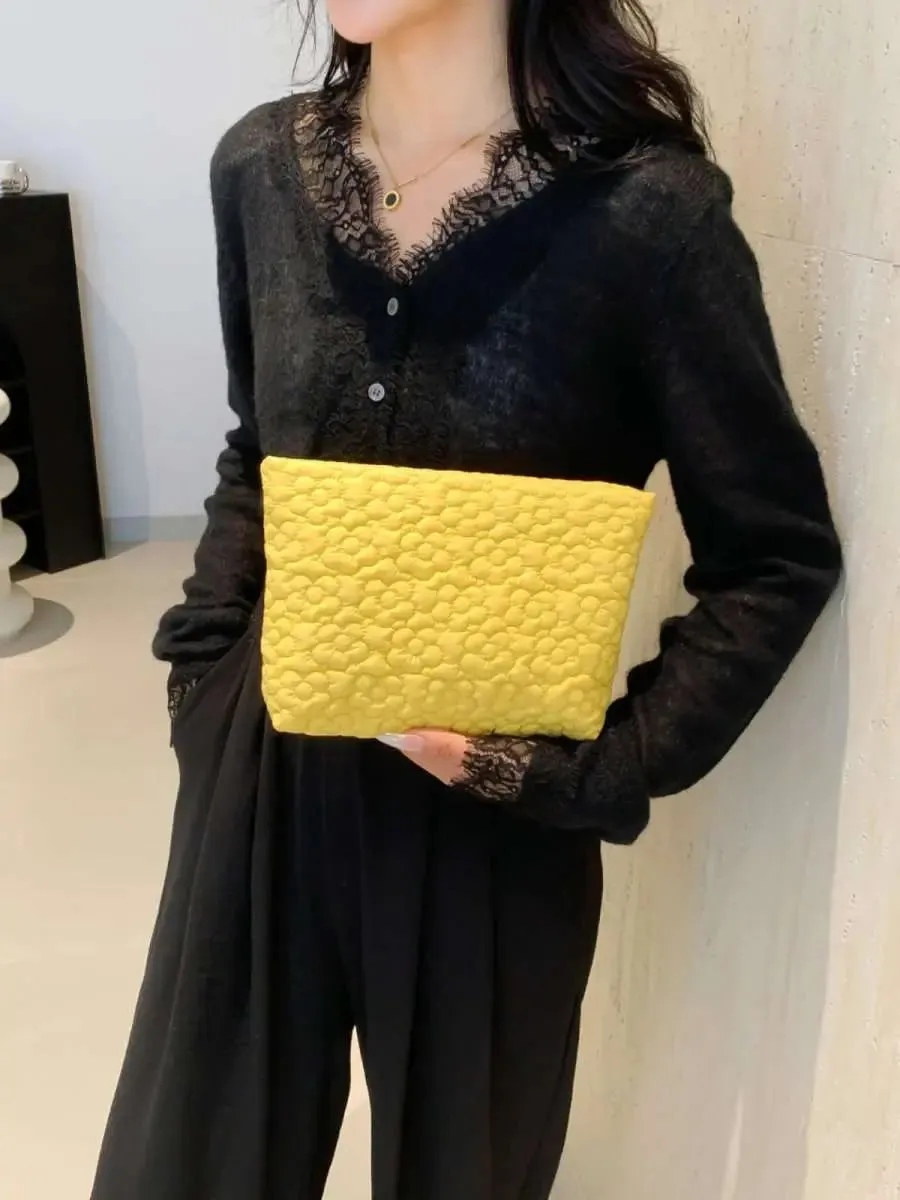 Floral Embossed Clutch Bag