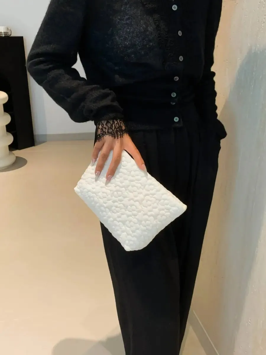 Floral Embossed Clutch Bag