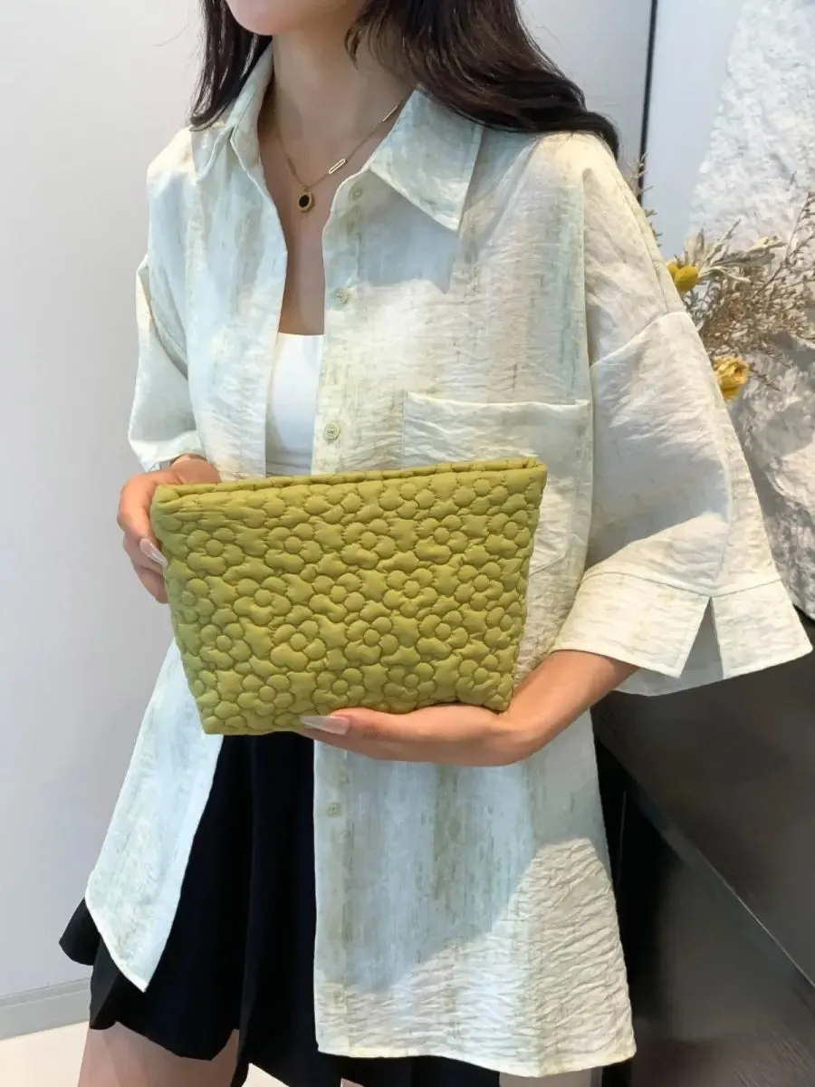 Floral Embossed Clutch Bag