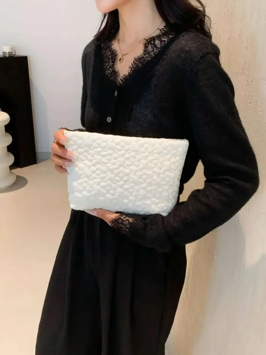 Floral Embossed Clutch Bag