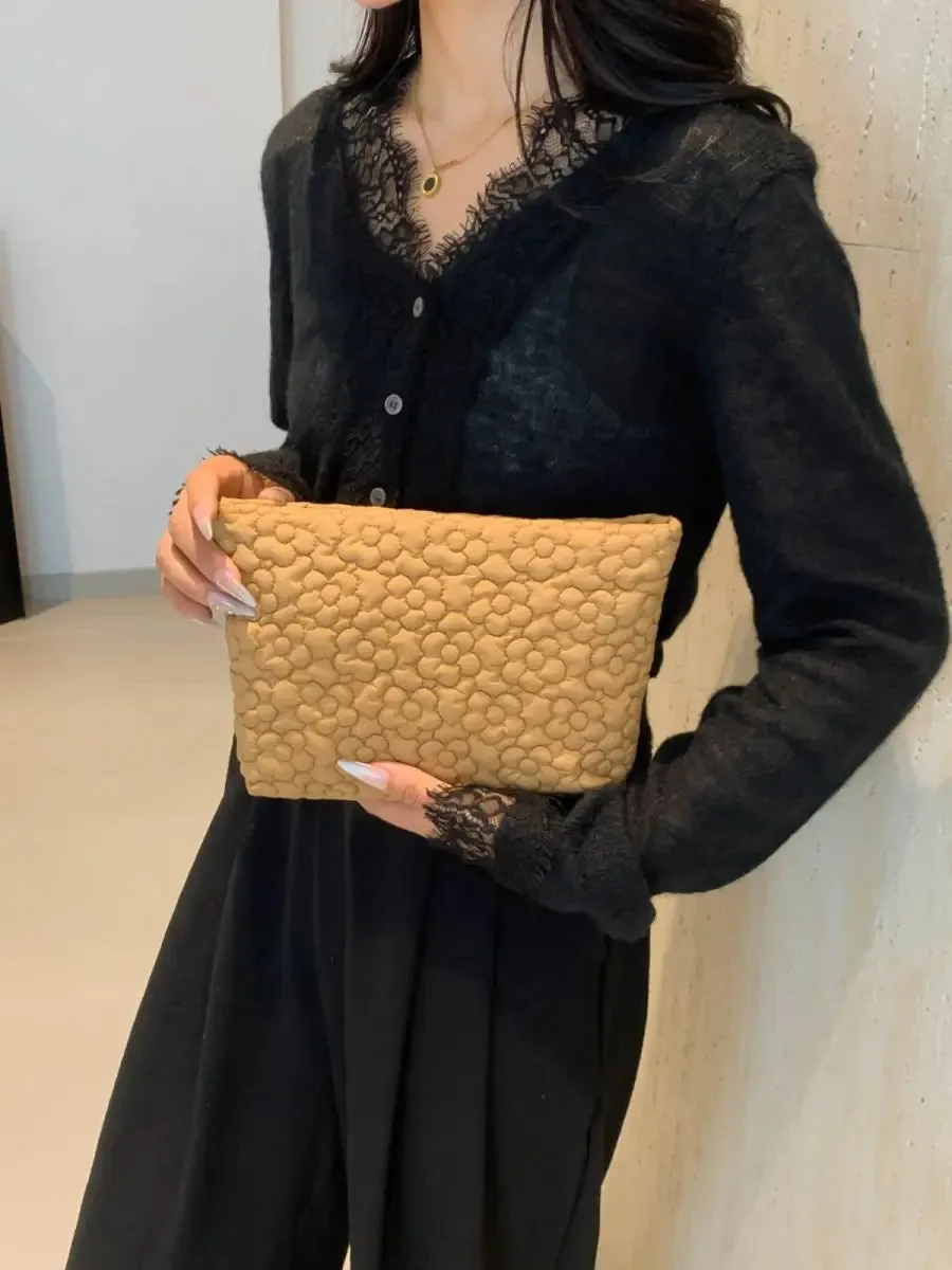 Floral Embossed Clutch Bag