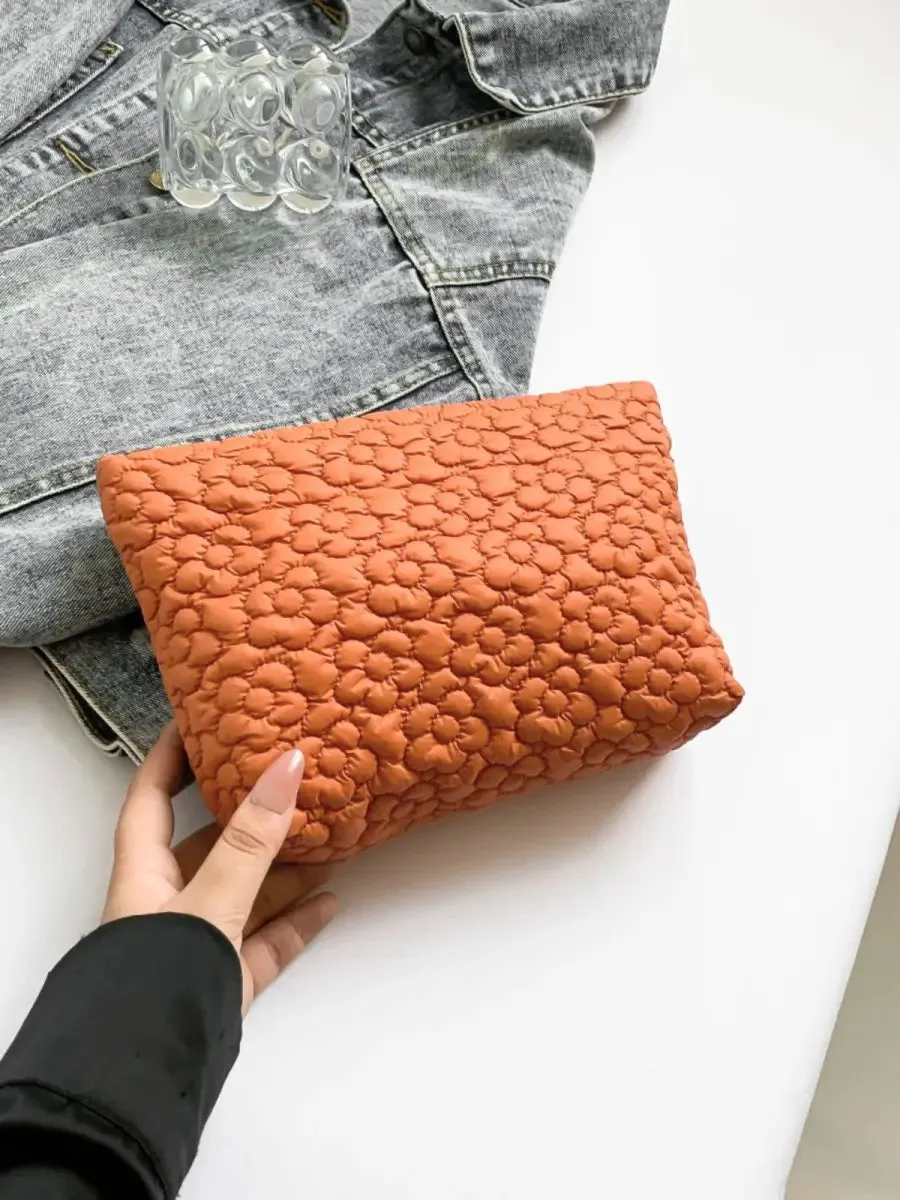 Floral Embossed Clutch Bag
