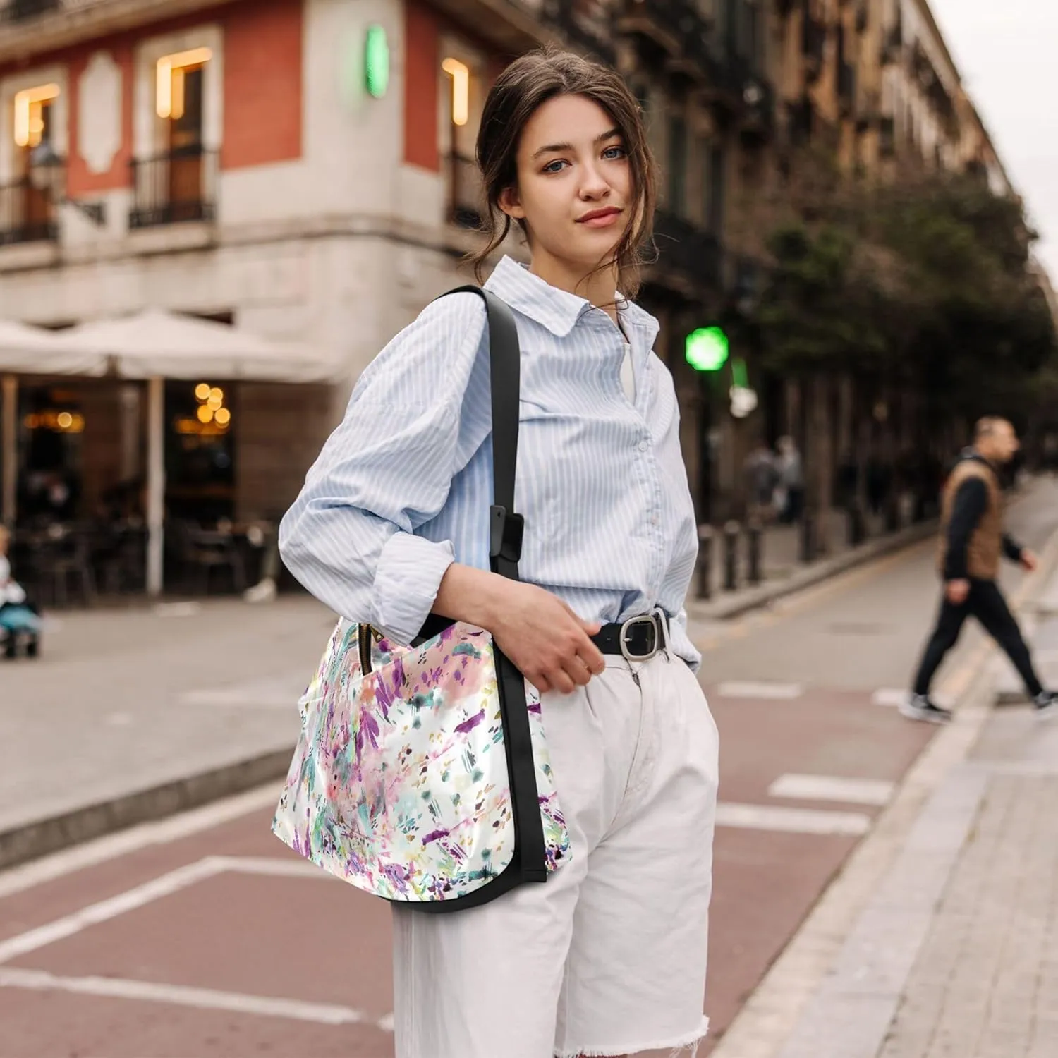 Flowers Rose Leaves Soft Leather Handbags Hobo Large Men Purses Cute Leaf Print Single Shoulder Purses