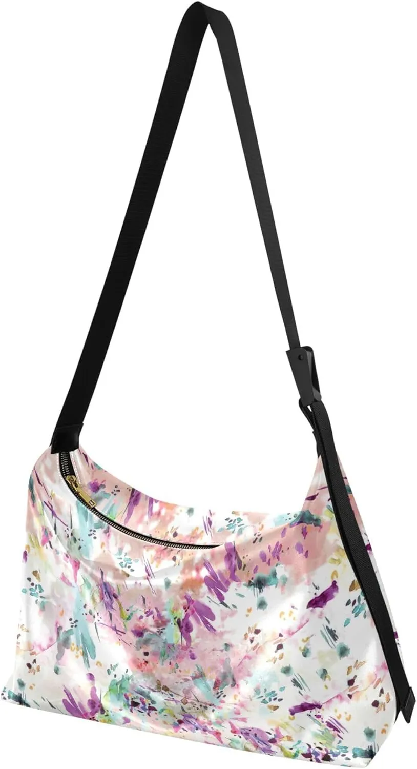 Flowers Rose Leaves Soft Leather Handbags Hobo Large Men Purses Cute Leaf Print Single Shoulder Purses