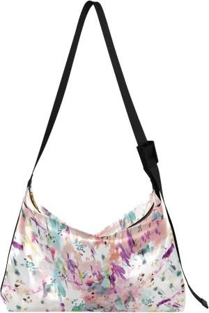 Flowers Rose Leaves Soft Leather Handbags Hobo Large Men Purses Cute Leaf Print Single Shoulder Purses
