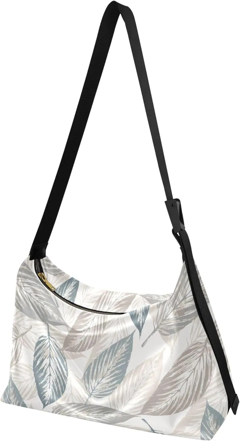 Flowers Rose Leaves Soft Leather Handbags Hobo Large Men Purses Cute Leaf Print Single Shoulder Purses