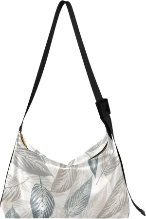 Flowers Rose Leaves Soft Leather Handbags Hobo Large Men Purses Cute Leaf Print Single Shoulder Purses