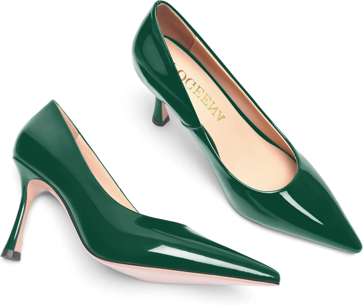 FOGEENA Womens Solid Patent Pointed Toe Sexy Slip On Evening Stiletto Leather High Heel Pumps Shoes 3.14 Inch