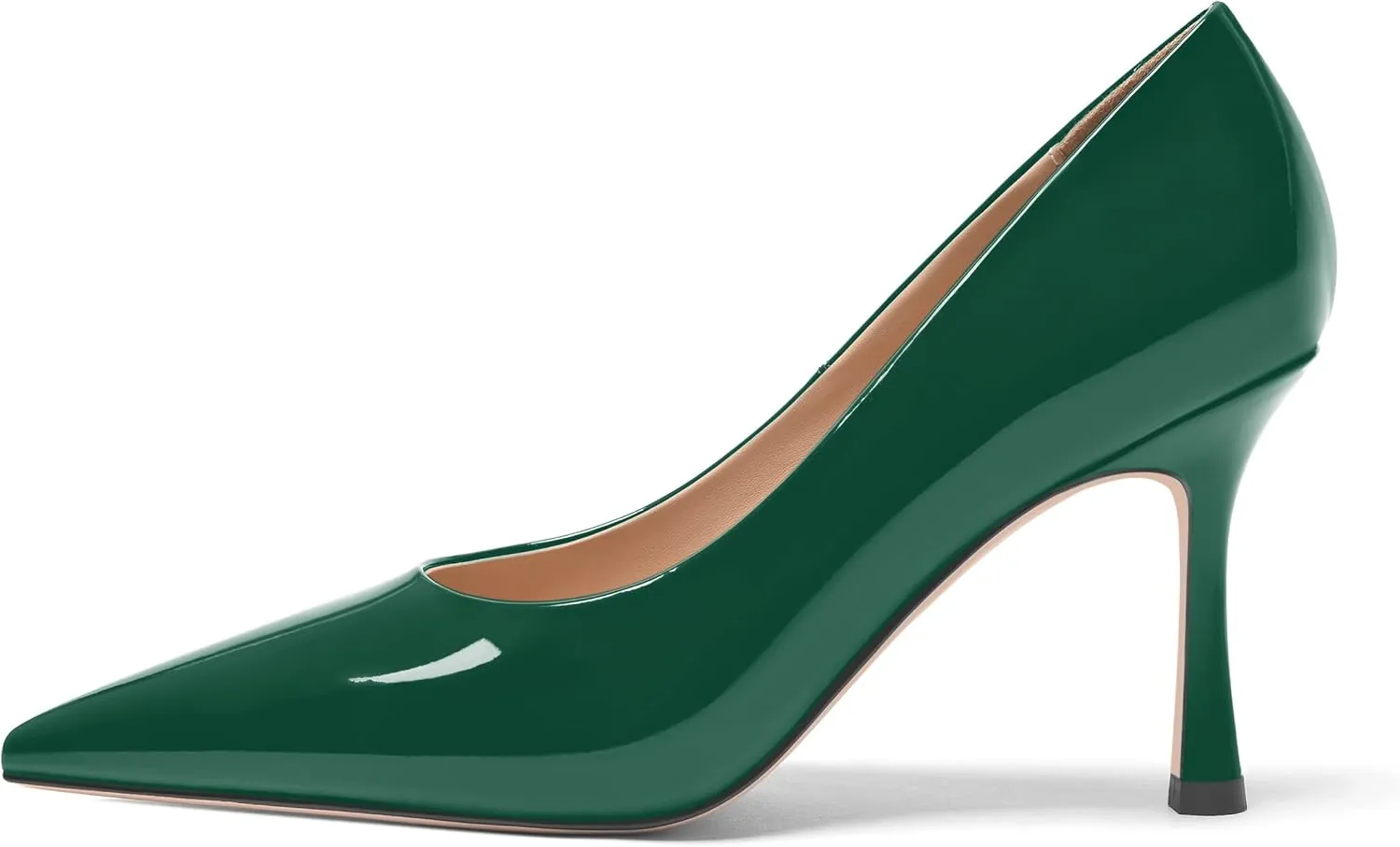 FOGEENA Womens Solid Patent Pointed Toe Sexy Slip On Evening Stiletto Leather High Heel Pumps Shoes 3.14 Inch