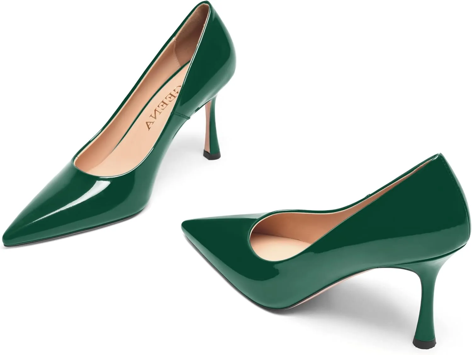 FOGEENA Womens Solid Patent Pointed Toe Sexy Slip On Evening Stiletto Leather High Heel Pumps Shoes 3.14 Inch