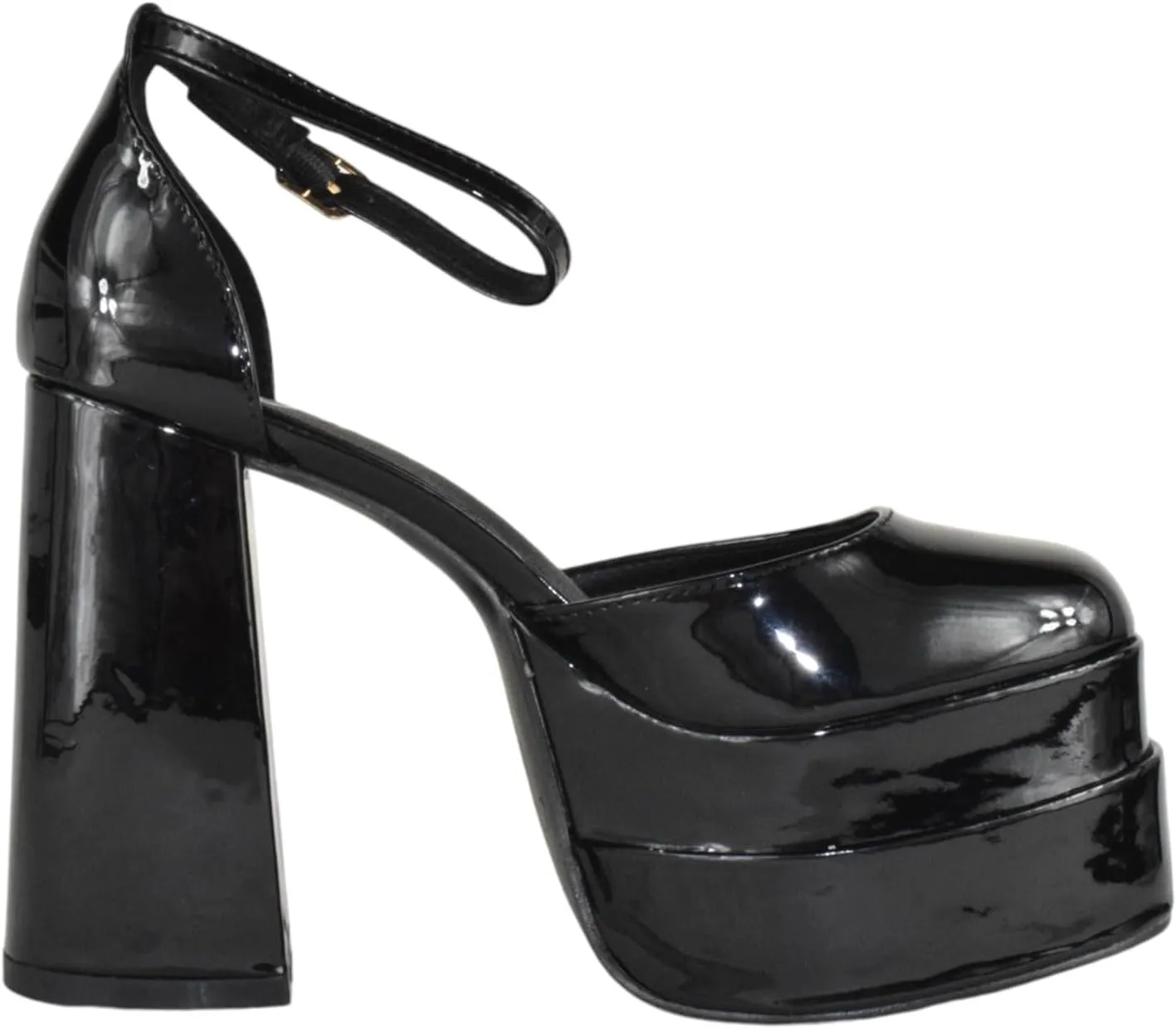 Forever Shoes Women Extra High Block Heels Platform Round Closed Toe Exotic Dancer Pumps Ankle Strap TWICE-13