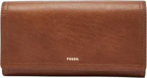 Fossil Women's Logan Leather Wallet RFID Blocking Flap Clutch Organizer, Brown (Model: SL7833200)