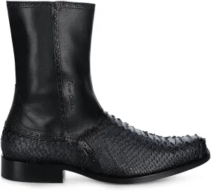 FRANCO CUADRA Men's Boot in Genuine Python Leather Black Gray 827PBTS