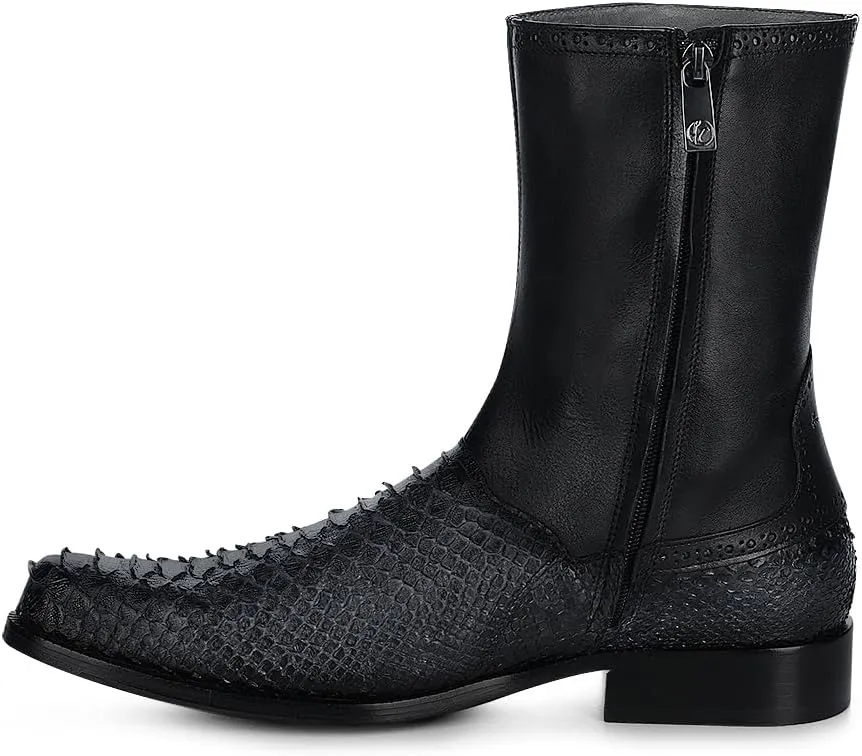 FRANCO CUADRA Men's Boot in Genuine Python Leather Black Gray 827PBTS