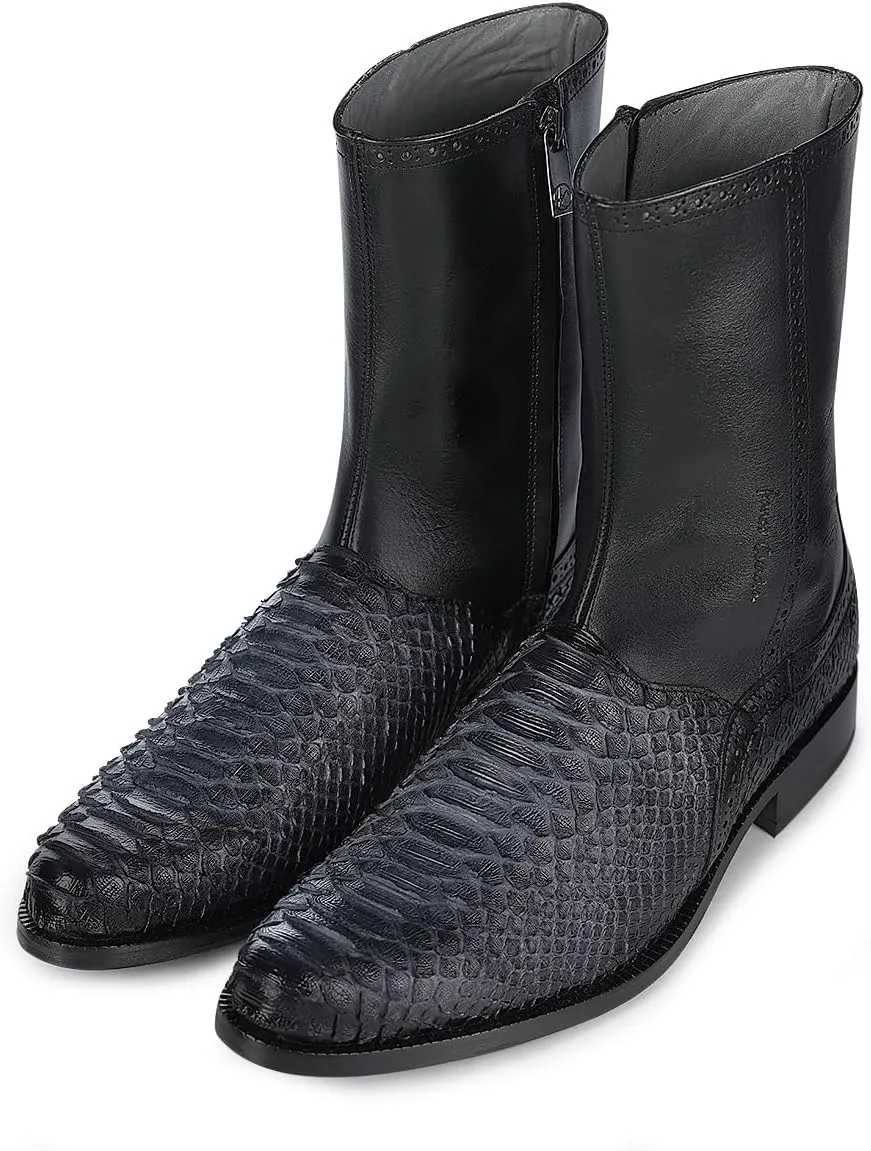 FRANCO CUADRA Men's Boot in Genuine Python Leather Black Gray 827PBTS