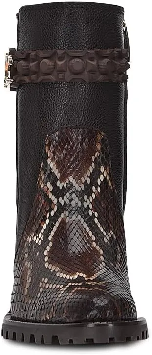 FRANCO CUADRA Women's Bootie in Genuine Python Leather Brown Chocolate 6G0PBRS