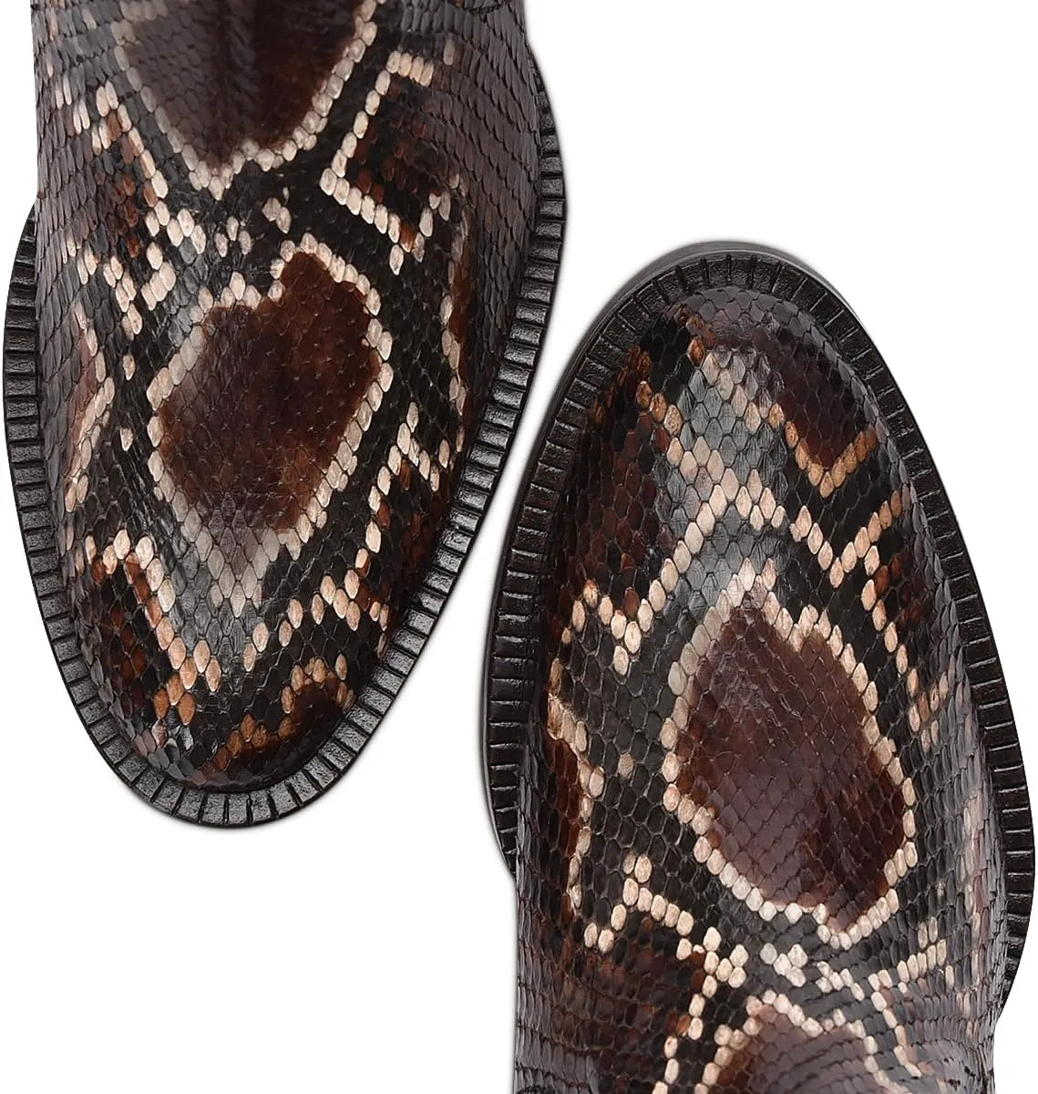 FRANCO CUADRA Women's Bootie in Genuine Python Leather Brown Chocolate 6G0PBRS