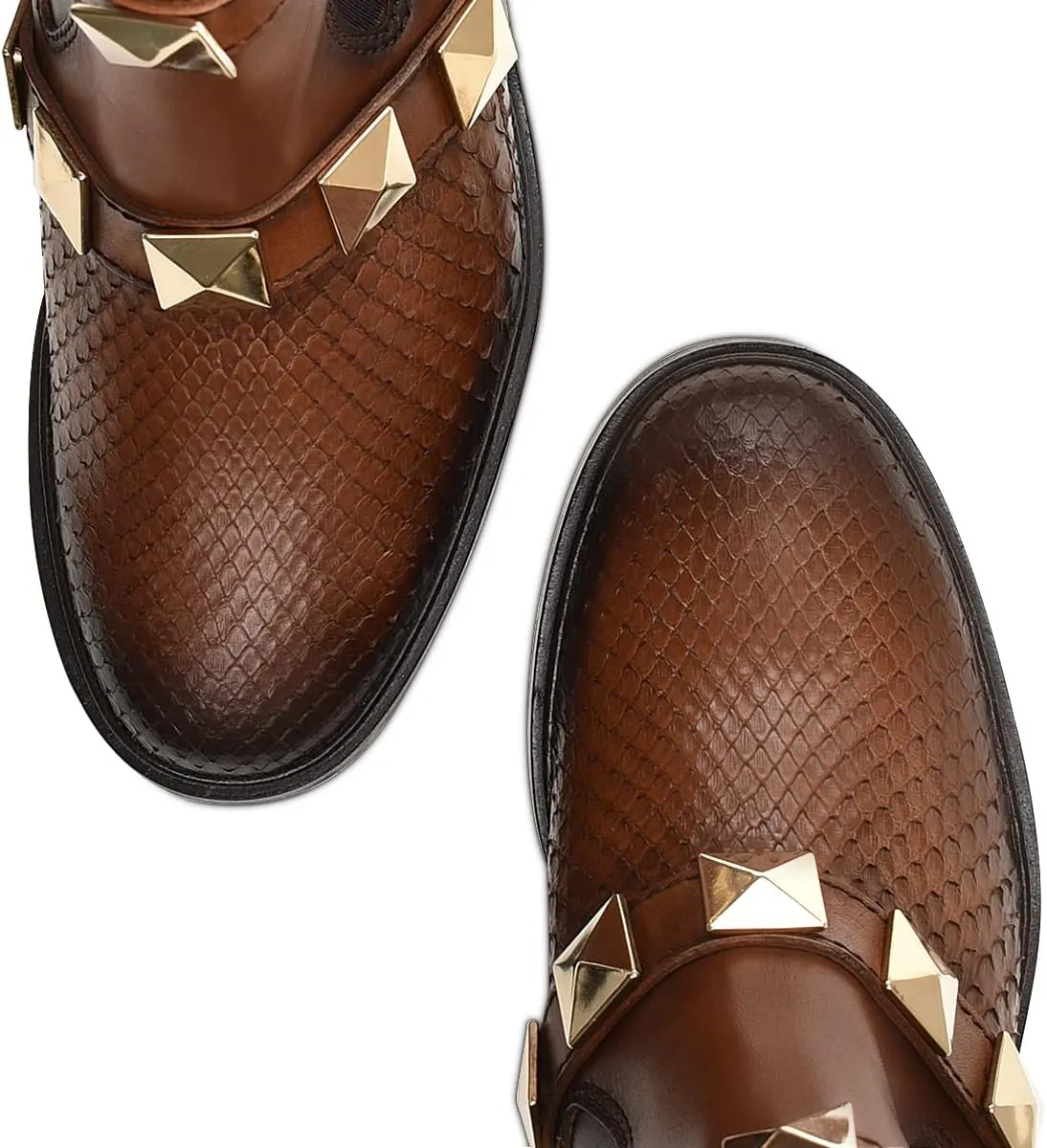 FRANCO CUADRA Women's Bootie in Genuine Python Leather Brown