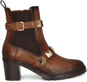 FRANCO CUADRA Women's Bootie in Genuine Python Leather Brown