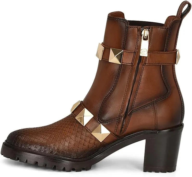 FRANCO CUADRA Women's Bootie in Genuine Python Leather Brown