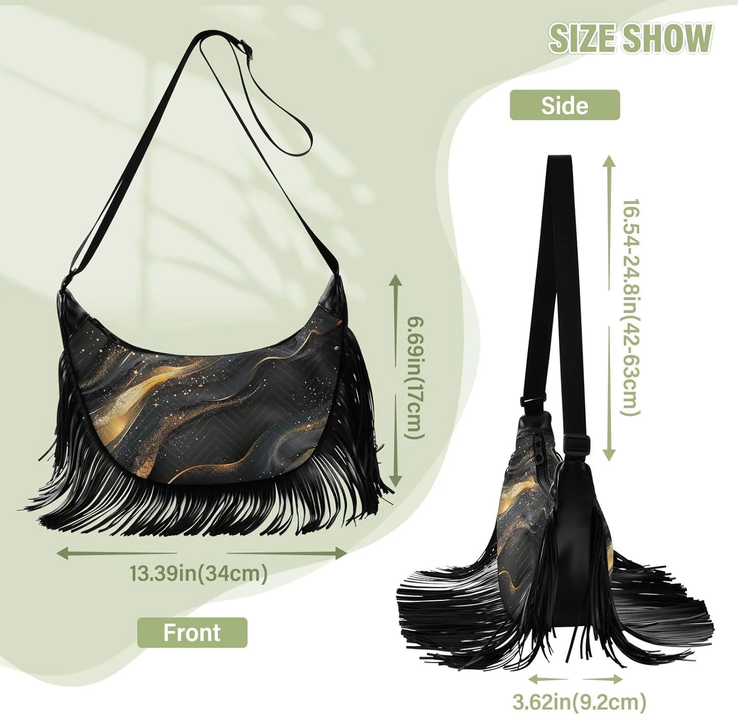 Fringe Bag Crossbody Purse Tassel Western Handbags Hippie Purses for Women Crossbody