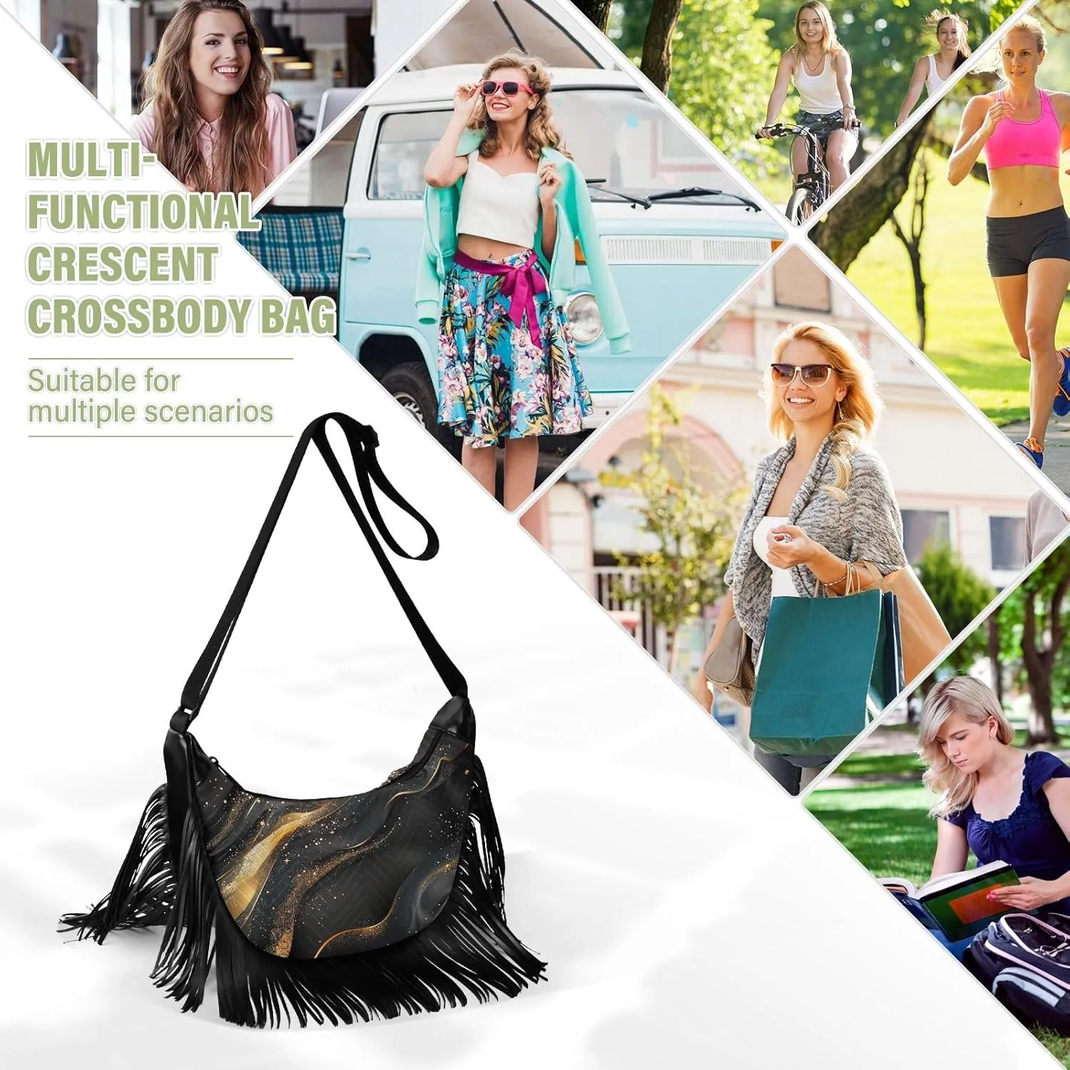 Fringe Bag Crossbody Purse Tassel Western Handbags Hippie Purses for Women Crossbody