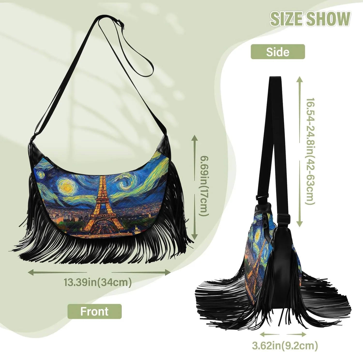 Fringe Shoulder Bags for Women Handbag with Tassel Boho Leather Purse Hippie Purse