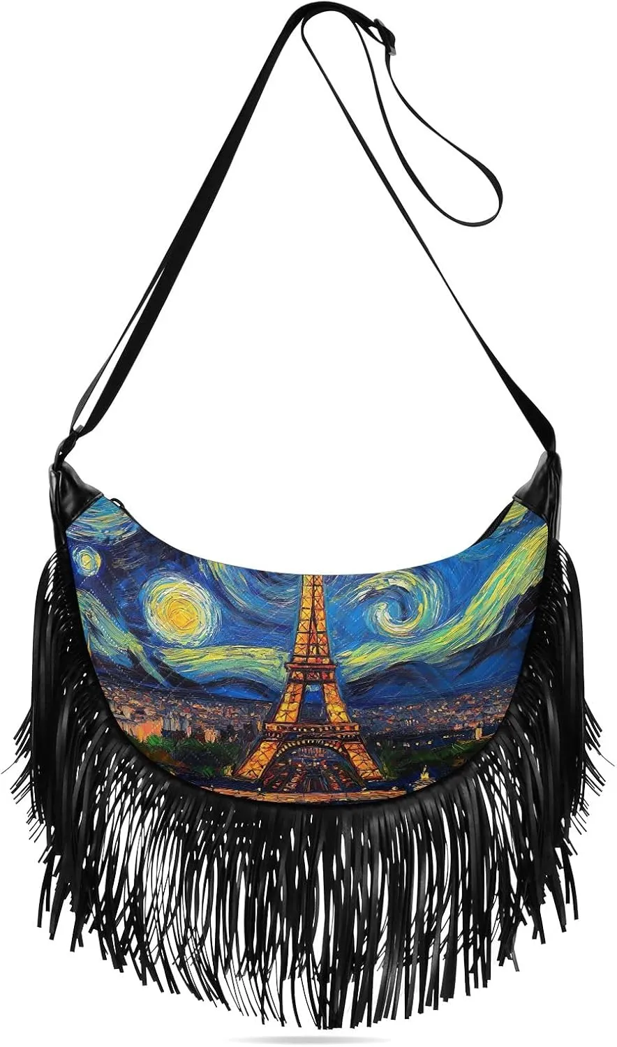 Fringe Shoulder Bags for Women Handbag with Tassel Boho Leather Purse Hippie Purse
